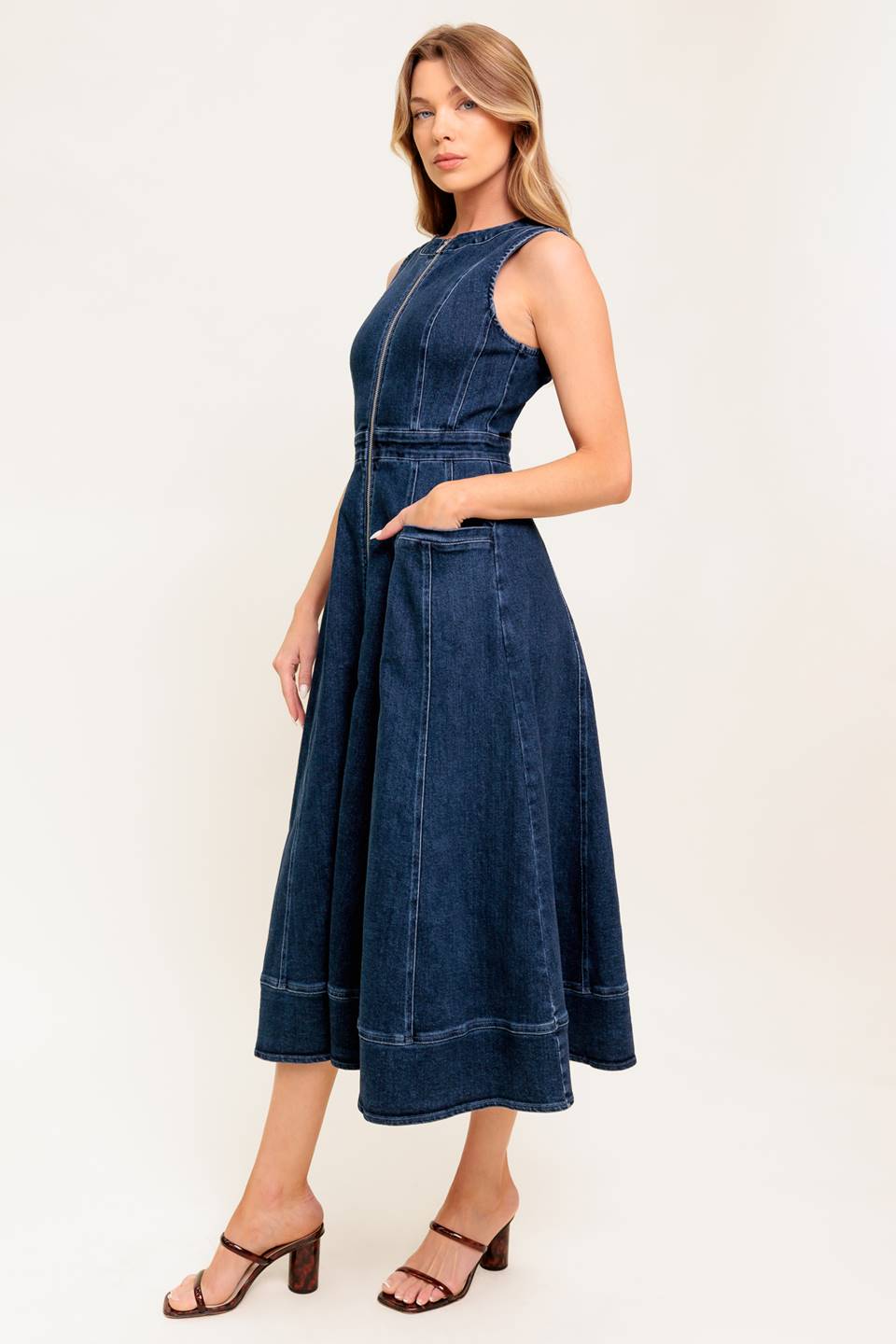 RAW BEAUTY DENIM MIDI DRESS Flying Tomato